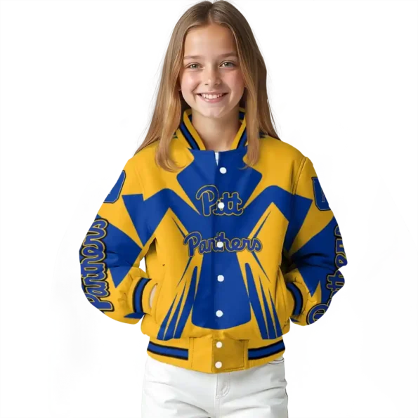 personalized pittsburgh panthers spider mark royal blue gold varsity jacket top rated.webp