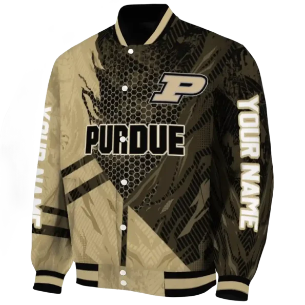 personalized purdue boilermakers hexagon mesh gold black varsity jacket best selling.webp