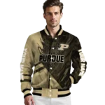 personalized purdue boilermakers hexagon mesh gold black varsity jacket best selling.webp