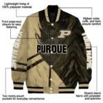 personalized purdue boilermakers hexagon mesh gold black varsity jacket best selling.webp