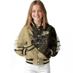personalized purdue boilermakers hexagon mesh gold black varsity jacket best selling.webp
