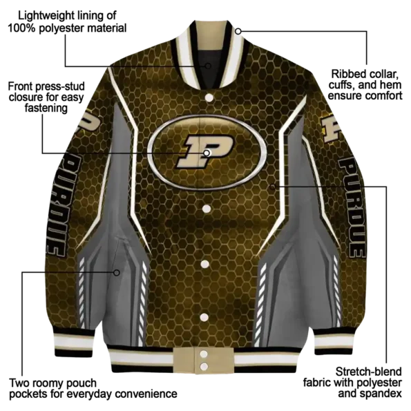 personalized purdue boilermakers power plate gold varsity jacket new arrival.webp