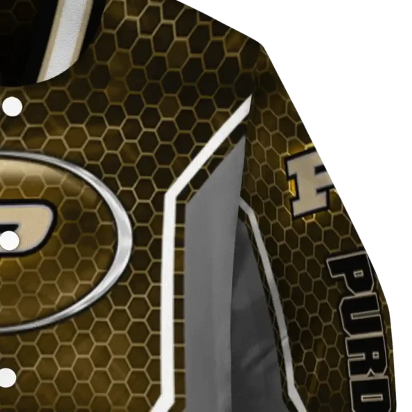 personalized purdue boilermakers power plate gold varsity jacket premium grade.webp