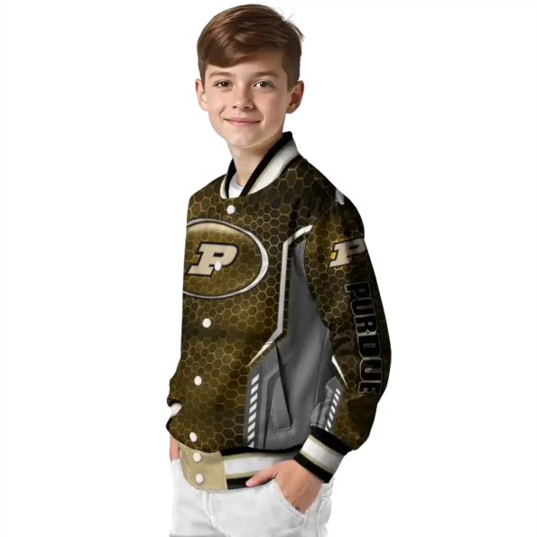 personalized purdue boilermakers power plate gold varsity jacket trendy.webp