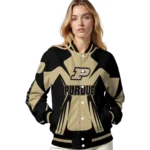 personalized purdue boilermakers spider mark gold black varsity jacket best selling.webp