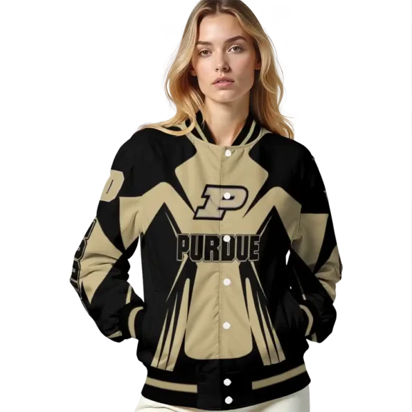 personalized purdue boilermakers spider mark gold black varsity jacket latest model.webp