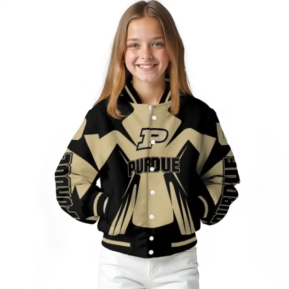 personalized purdue boilermakers spider mark gold black varsity jacket top rated.webp