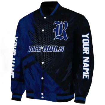 personalized rice owls hexagon mesh navy blue black varsity jacket best selling.webp