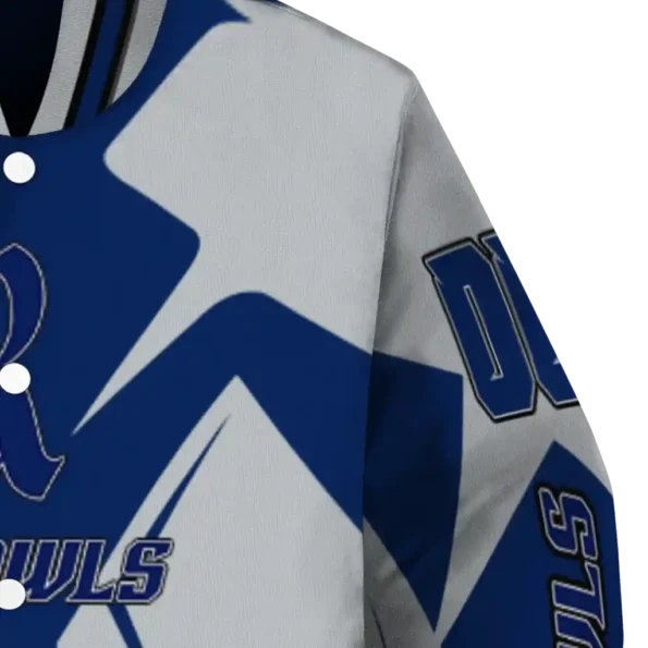 personalized rice owls spider mark navy blue grey varsity jacket premium grade.webp