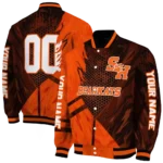 personalized sam houston bearkats hexagon mesh orange black varsity jacket best selling.webp