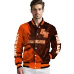 personalized sam houston bearkats hexagon mesh orange black varsity jacket best selling.webp