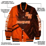 personalized sam houston bearkats hexagon mesh orange black varsity jacket best selling.webp