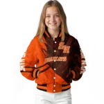 personalized sam houston bearkats hexagon mesh orange black varsity jacket best selling.webp