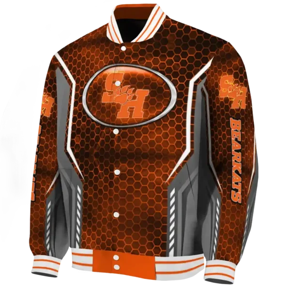 personalized sam houston bearkats power plate orange varsity jacket best selling.webp