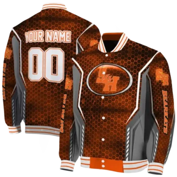personalized sam houston bearkats power plate orange varsity jacket fashion forward.webp