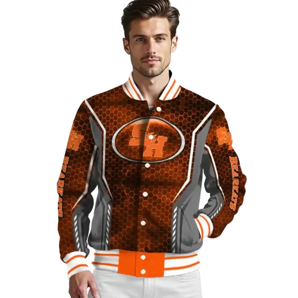 personalized sam houston bearkats power plate orange varsity jacket high quality.webp