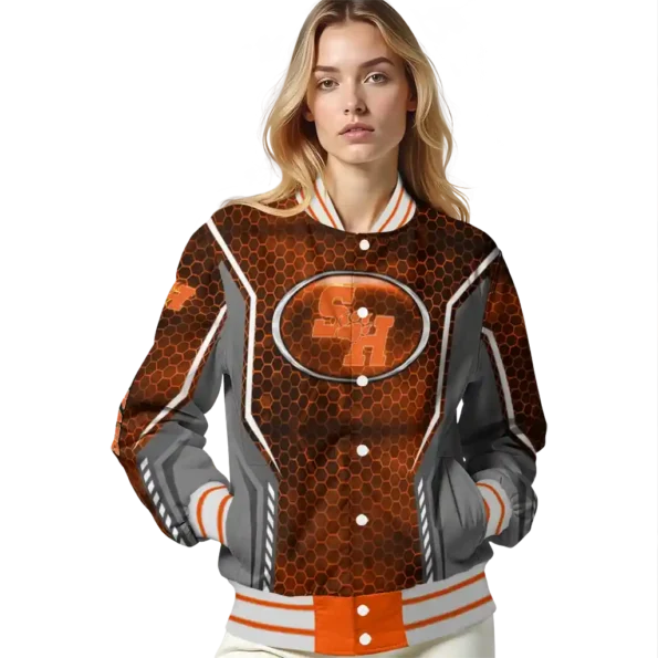 personalized sam houston bearkats power plate orange varsity jacket latest model.webp