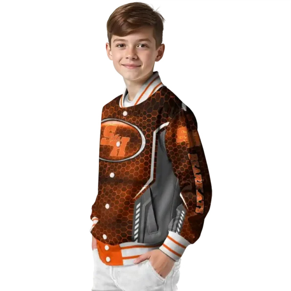 personalized sam houston bearkats power plate orange varsity jacket trendy.webp