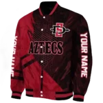 personalized san diego state aztecs hexagon mesh red black varsity jacket best selling.webp