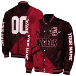 personalized san diego state aztecs hexagon mesh red black varsity jacket best selling.webp