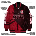 personalized san diego state aztecs hexagon mesh red black varsity jacket best selling.webp