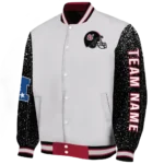personalized san diego state aztecs speckled arms red gray varsity jacket best selling.webp