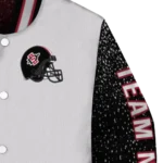 personalized san diego state aztecs speckled arms red gray varsity jacket best selling.webp