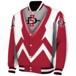 personalized san diego state aztecs v stripes red white varsity jacket best selling.webp