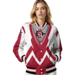 personalized san diego state aztecs v stripes red white varsity jacket best selling.webp