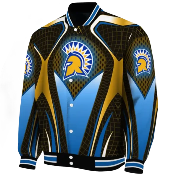 personalized san jose state spartans mesh chest gold black varsity jacket best selling.webp