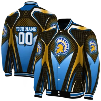 personalized san jose state spartans mesh chest gold black varsity jacket fashion forward.webp