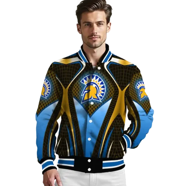 personalized san jose state spartans mesh chest gold black varsity jacket high quality.webp