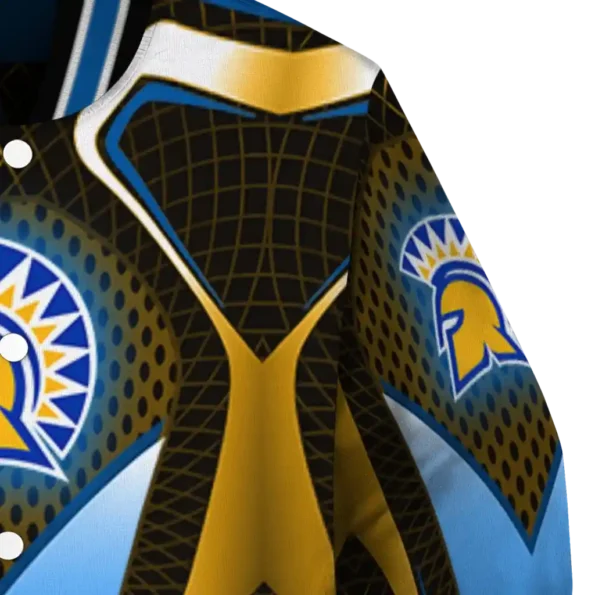 personalized san jose state spartans mesh chest gold black varsity jacket premium grade.webp
