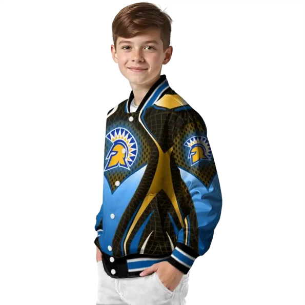 personalized san jose state spartans mesh chest gold black varsity jacket trendy.webp