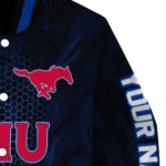 personalized smu mustangs hexagon mesh blue black varsity jacket best selling.webp