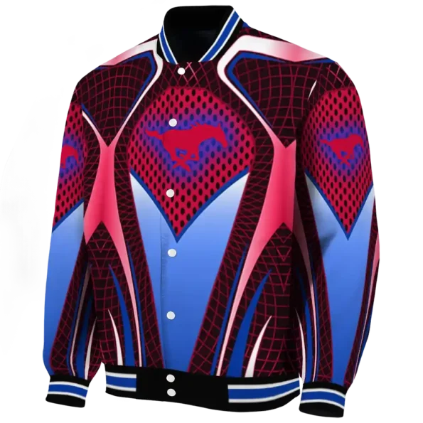 personalized smu mustangs mesh chest red black varsity jacket best selling.webp