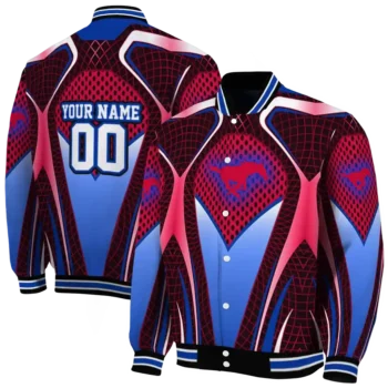 personalized smu mustangs mesh chest red black varsity jacket fashion forward.webp