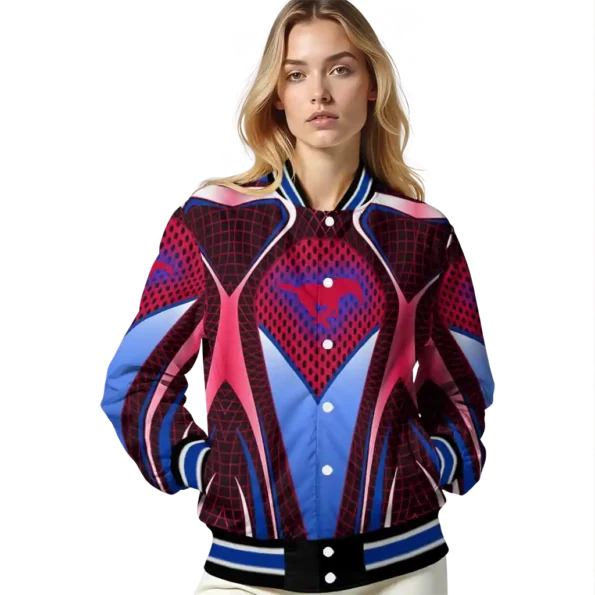 personalized smu mustangs mesh chest red black varsity jacket latest model.webp