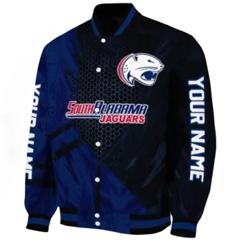 personalized south alabama jaguars hexagon mesh blue black varsity jacket best selling.webp