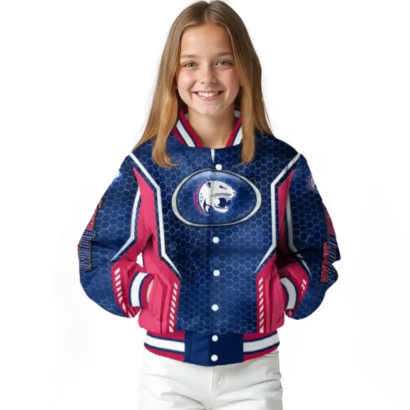 personalized south alabama jaguars power plate blue varsity jacket top rated.webp