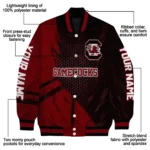 personalized south carolina gamecocks hexagon mesh garnet black varsity jacket best selling.webp