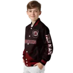 personalized south carolina gamecocks hexagon mesh garnet black varsity jacket best selling.webp