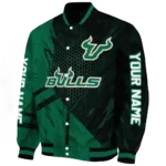 personalized south florida bulls hexagon mesh green black varsity jacket best selling.webp