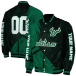 personalized south florida bulls hexagon mesh green black varsity jacket best selling.webp