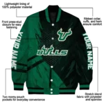 personalized south florida bulls hexagon mesh green black varsity jacket best selling.webp