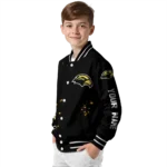 personalized southern miss golden eagles hexagon cluster black varsity jacket best selling.webp