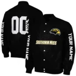 personalized southern miss golden eagles hexagon mesh black varsity jacket best selling.webp