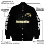 personalized southern miss golden eagles hexagon mesh black varsity jacket best selling.webp