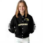 personalized southern miss golden eagles hexagon mesh black varsity jacket best selling.webp