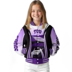 personalized tcu horned frogs mesh effect purple black varsity jacket best selling.webp